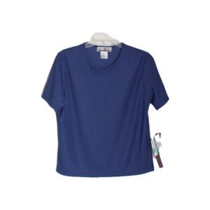 Vintage SK & Company T Shirt Ribbed Short Sleeve Knit Top Blouse Blue Size L NWT